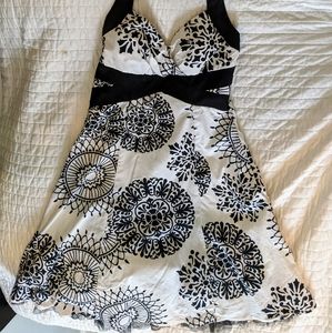 Black and white halter dress
